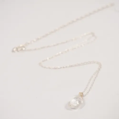 Barely There Gems Clear Quartz Sterling Silver Necklace
