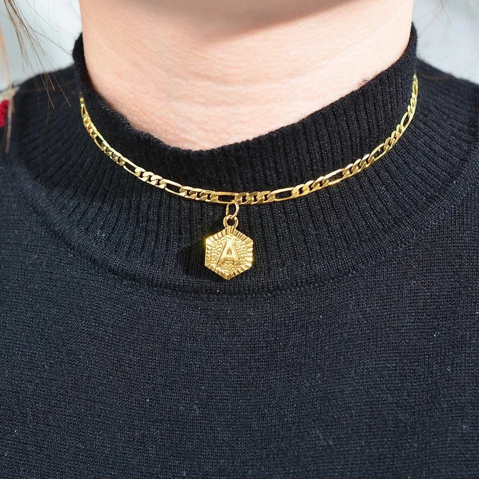 Initial choker 18K gold plated