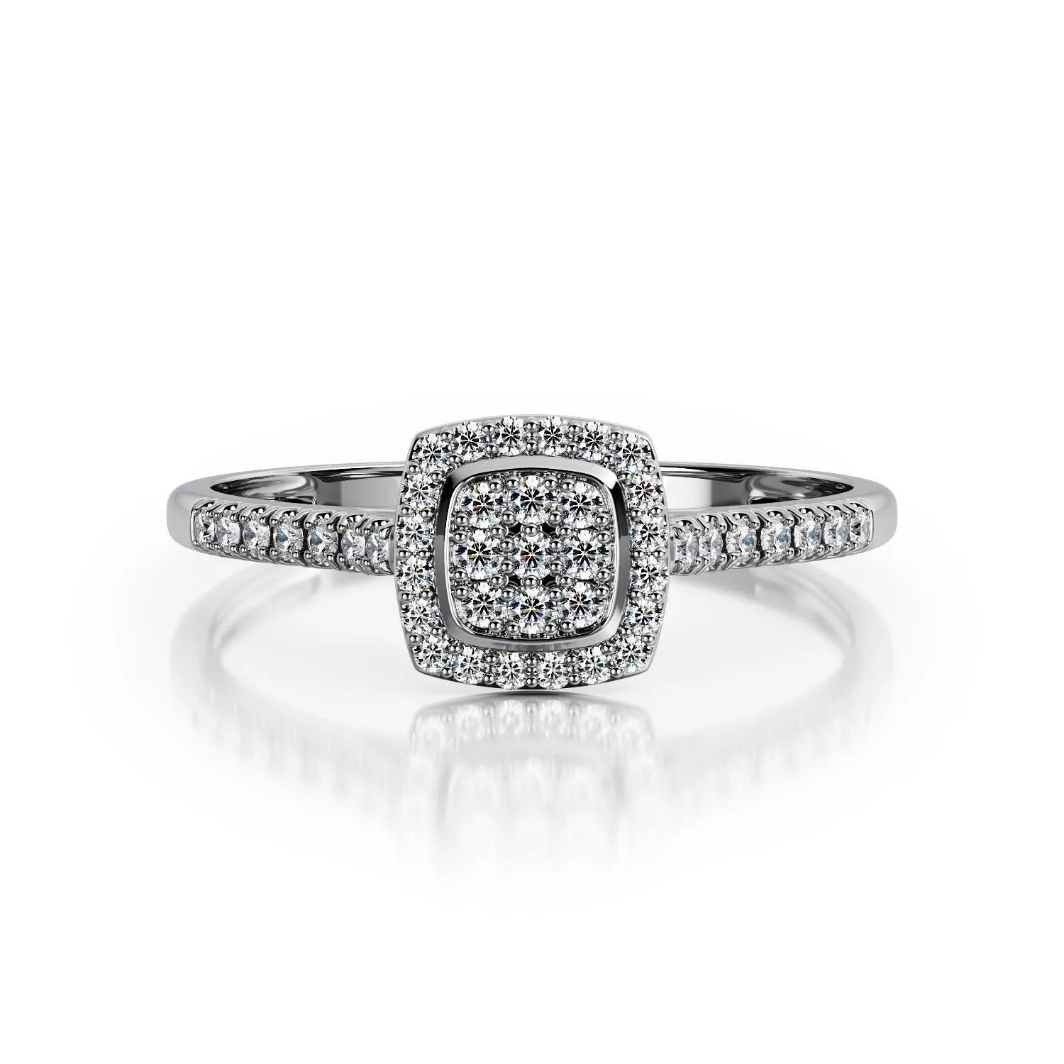 Stellar Cushion Halo Natural   Diamond Engagement Ring